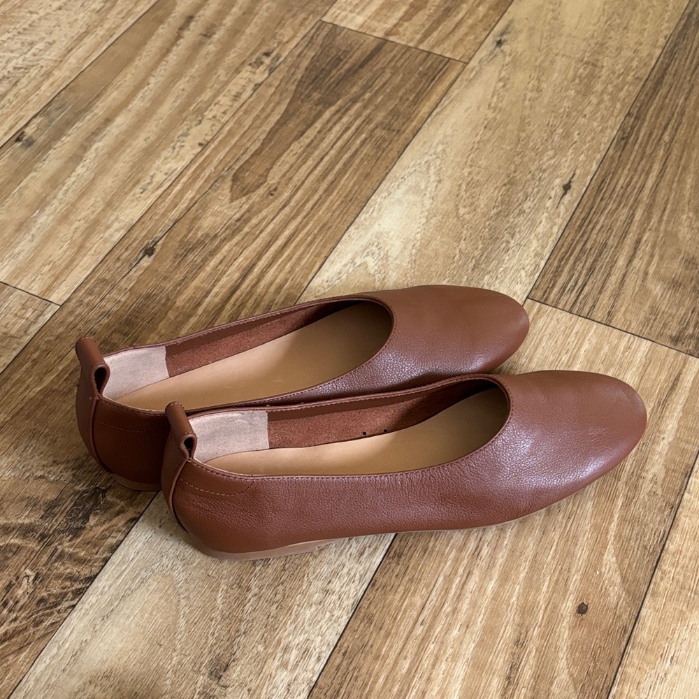 Quince Brown Leather Women's Flats SZ 7